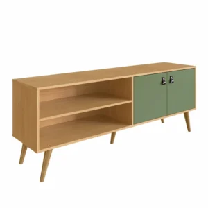 Rack para TV Retrô Madeira com Verde Oliva