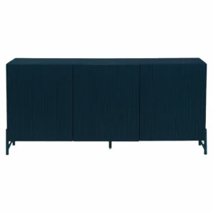 Buffet Contemporâneo 3 Portas Canelado Azul Petróleo