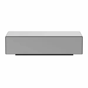 Mesa de Centro Retangular Minimalista em Vidro Espelhado Prata