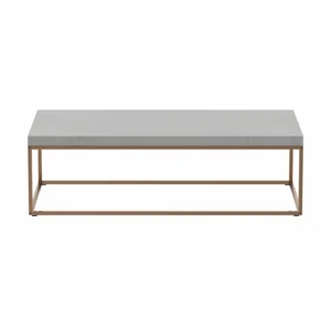 Mesa de Centro Industrial Tampo de Mármore e Estrutura Cobre