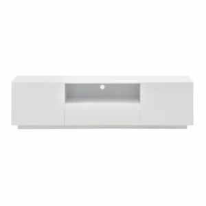 Rack Lowboard Minimalista com Portas e Gaveta Central Branco